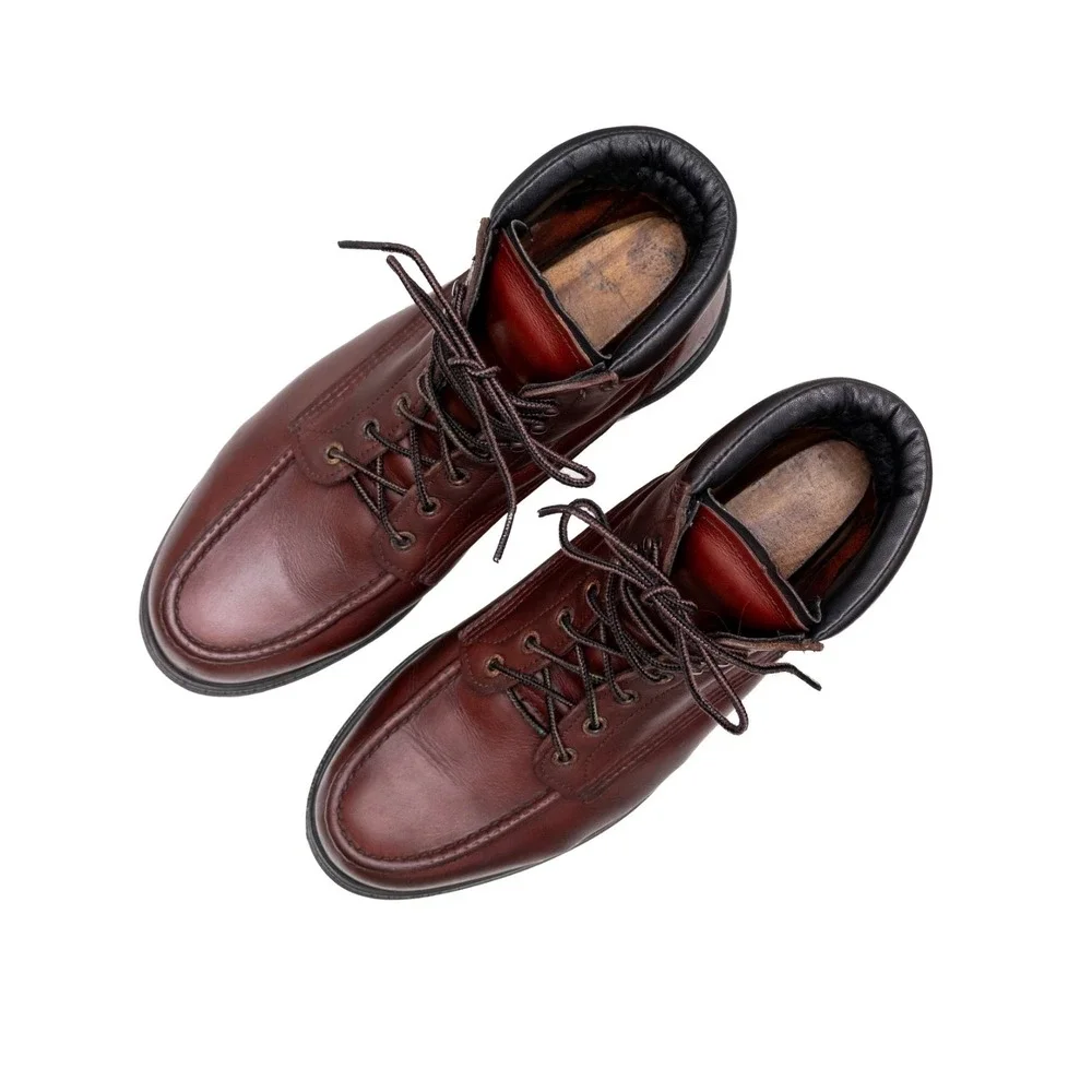 Red Wing Moc Toe Boots Burgundy 202 SUPERSOLE 6-INCH‎ SOFT TOE Men's US 10.5